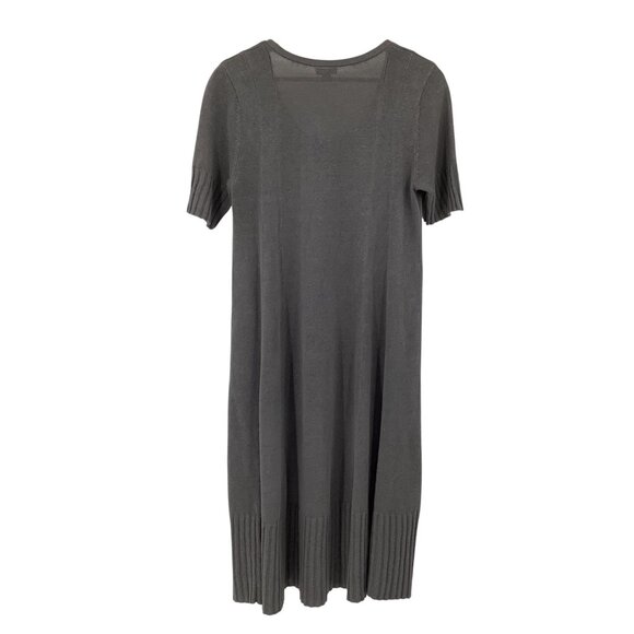 J. Jill Small Gray Short Sleeve Ribbed Hem Knit Dress Oversized Linen Maxi - Picture 5 of 9